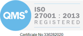 ISO 27001:2013 Registered - Certificate No:336282020